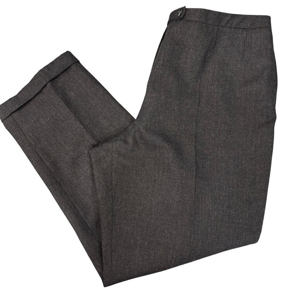 Vtg Gray Cuffed 100% Wool Trousers Slacks Career Pants Winter, Women's Size 18